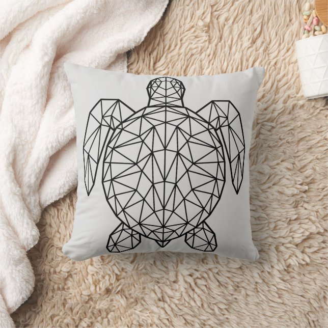 Zwarte geometrische draadframe zeeschildpad kussen (Deken)