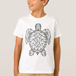 Zwarte geometrische draadframe zeeschildpad t-shirt