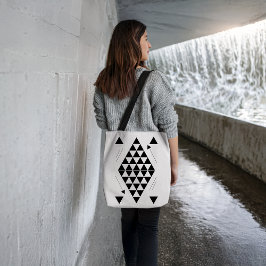 zwarte geometrische driehoeken tote bag