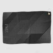 Zwarte Geometrische Initialen Met Strak Design Golfhanddoek (Horizontaal)