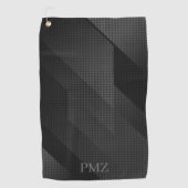 Zwarte Geometrische Initialen Met Strak Design Golfhanddoek (Voorkant)