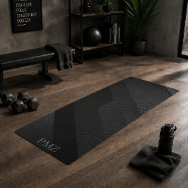 Zwarte geometrische initialen sportief design  yogamat