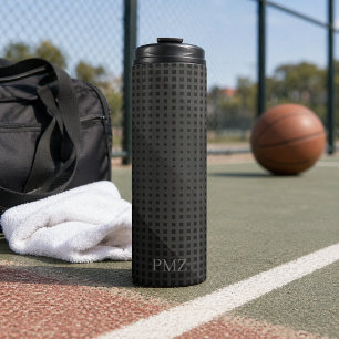 Zwarte geometrische initialen sportief ontwerp thermosbeker