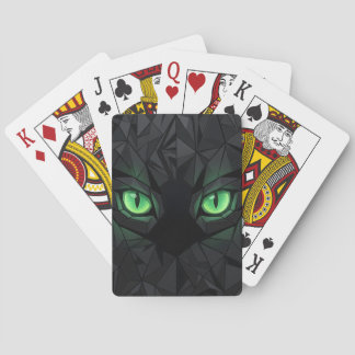 Zwarte geometrische kat met smaragdgroene ogen pokerkaarten