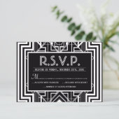 Zwarte geometrische RSVP-kaarten RSVP Kaartje (Staand voorkant)