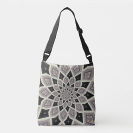 Zwarte Geometrische Spiraal Fractale Mozaïek Kunst Crossbody Tas