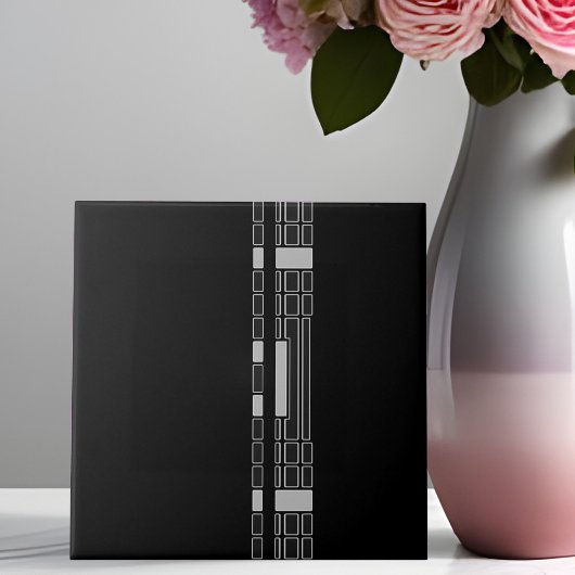 Zwarte Geometrische Stripe Art Deco Style Keramisc Tegeltje