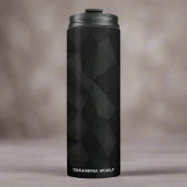 Zwarte geometrische textuur Classic Monogram Naam Thermosbeker