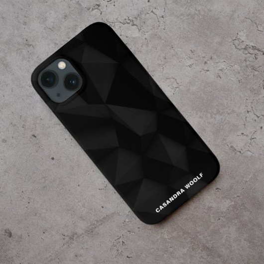 Zwarte geometrische textuur Elegante Monogram Naam Case-Mate iPhone Case
