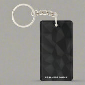 Zwarte geometrische textuur Elegante Monogram Naam Sleutelhanger