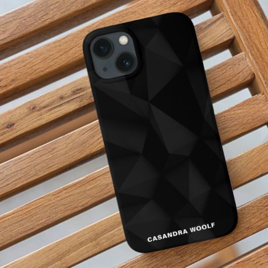 Zwarte geometrische textuur Elegante monogramnaam Case-Mate iPhone Case