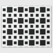 Zwarte geometrische vierkanten cadeaupapier (Vlak)