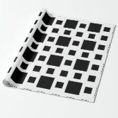 Zwarte geometrische vierkanten cadeaupapier (Uitgerold)