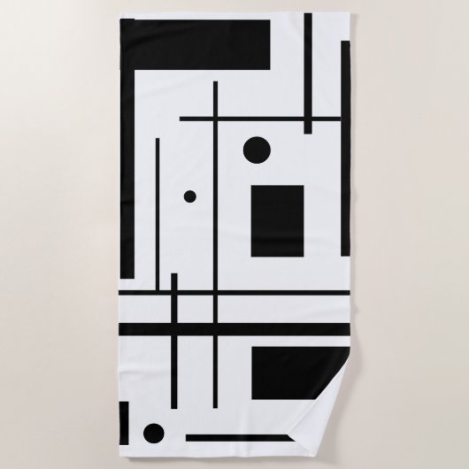 Zwarte geometrische vormen op een handdoek (Voorkant)