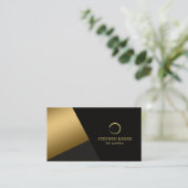 Zwarte geometrische vormen visitekaartje (Staand voorkant)