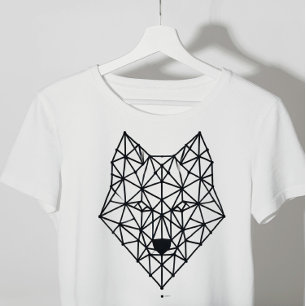 zwarte geometrische wolf t-shirt