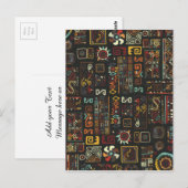 zwarte geoometrische Afrikaanse doodle Briefkaart (Voorkant / Achterkant)