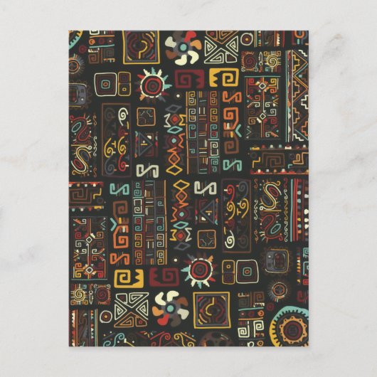 zwarte geoometrische Afrikaanse doodle Briefkaart (Voorkant)