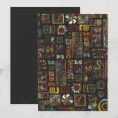 zwarte geoometrische Afrikaanse doodle Feestdagenkaart (Voorkant / Achterkant)