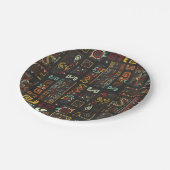  zwarte geoometrische Afrikaanse doodle Papieren Bordje (Gekanteld)