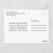 Zwarte gepersonaliseerde foto afstudeerdatum 'Save Briefkaart (Achterkant)