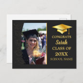 Zwarte gepersonaliseerde gefeliciteerde klasse van briefkaart (Voorkant / Achterkant)