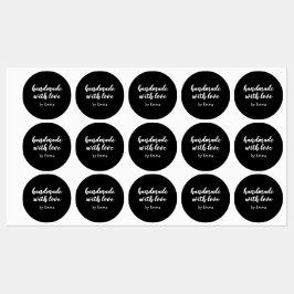 Zwarte gepersonaliseerde handgemaakte met liefde m labels