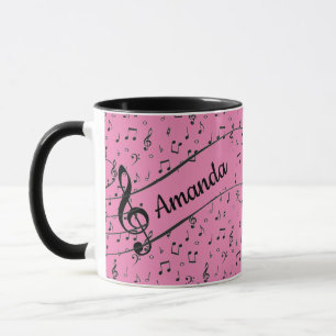 Zwarte gepersonaliseerde koffiemok met muziek mok