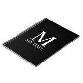 Zwarte gepersonaliseerde monogram en naam notitieboek (Linkerzijde)