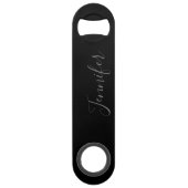 Zwarte gepersonaliseerde naam Speed flesopener Flessenopener (Achterkant)