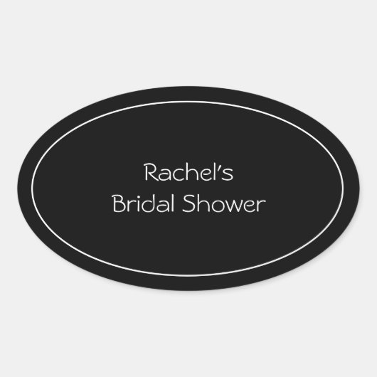 Zwarte gepersonaliseerde ovale sticker (Voorkant)