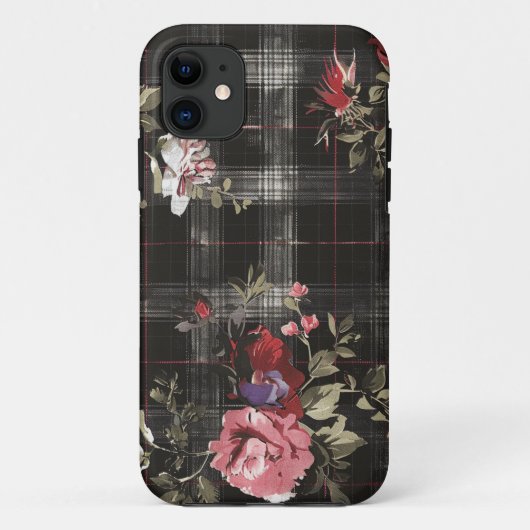 Zwarte gepleisterde rode rozen Case-Mate iPhone case (Achterkant)