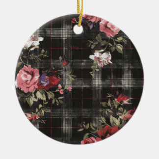 Zwarte gepleisterde rode rozen keramisch ornament
