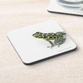 Zwarte gepotte groene giftige kunstkikker bier onderzetter (Linkerzijde)