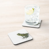 Zwarte gepotte groene giftige kunstkikker bier onderzetter (Rechterzijde)