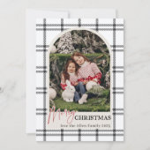 Zwarte geruite boog foto kerstkaart kaart (Voorkant)