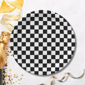 Zwarte geruite Borden Papieren Bordje