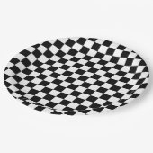 Zwarte geruite Borden Papieren Bordje (Gekanteld)