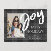 Zwarte geruite tartan foto vrolijke feestdagen (Voorkant)