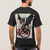 zwarte geschaalde draak t-shirt (Achterkant)