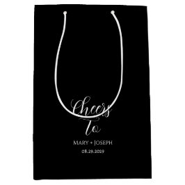 🖤  Zwarte Geschenktas met Witte Tekst Medium Cadeauzakje