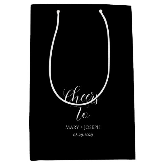 🖤  Zwarte Geschenktas met Witte Tekst Medium Cadeauzakje (Voorkant)