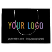 Zwarte geschenkzak met bedrijfslogo 32x23 cm groot cadeauzakje (Voorkant)