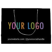 Zwarte geschenkzak met bedrijfslogo 32x23 cm groot cadeauzakje (Achterkant)