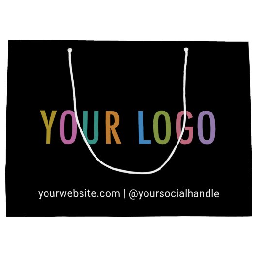 Zwarte geschenkzak met bedrijfslogo 32x23 cm groot cadeauzakje (Achterkant)