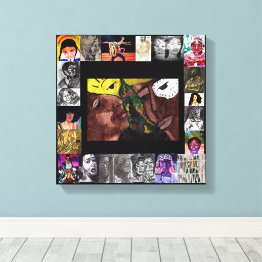 ZWARTE GESCHIEDENCELEBRATIE VAN HET VOLKScanvas Canvas Afdruk (Insitu (Houten vloer))