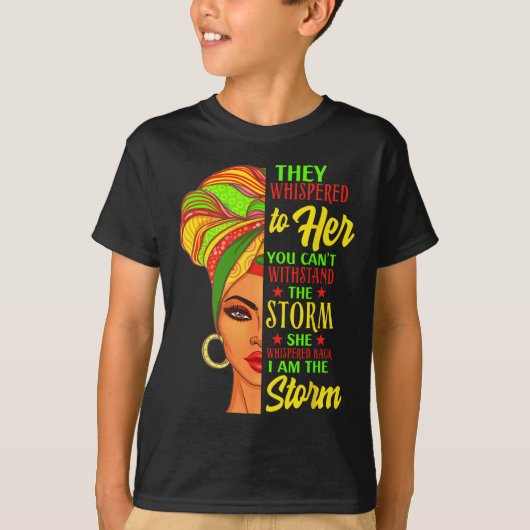 Zwarte geschiedenis Afrikaans Vrouw Afro Ik ben he T-shirt (Voorkant)