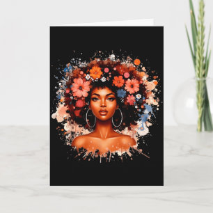 Zwarte Geschiedenis Afro Haar Bloem Meisje Vrouwen Kaart