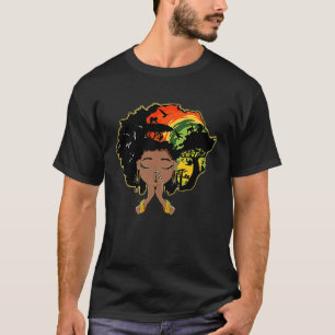 Zwarte Geschiedenis Afro Woman bidt God Melanin Qu T-shirt
