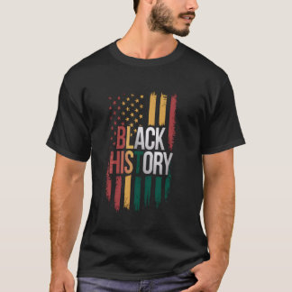 Zwarte geschiedenis Amerikaanse vlag Afro-Amerikaa T-shirt